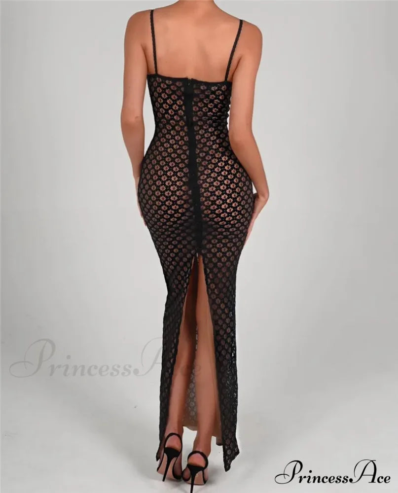 Black Lace Stylish Layered Maxi Dress