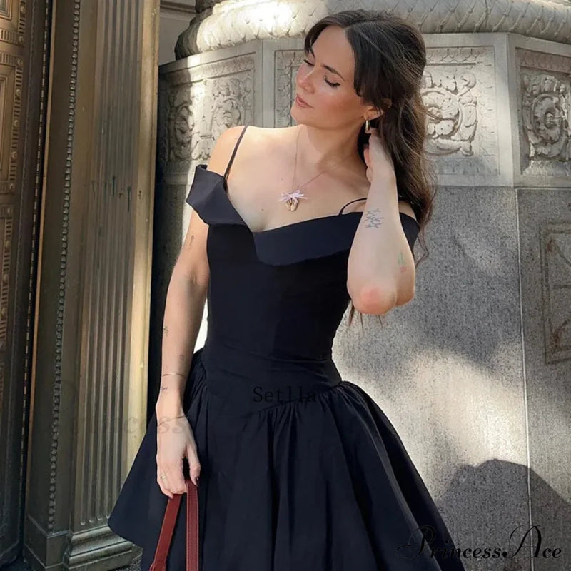 Black Off Shoulder Backless A-line Mini Dress