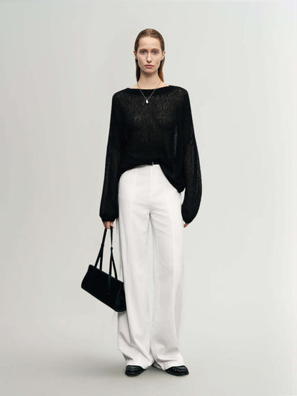 Cashmere-silk Relaxed Pullover Sweater