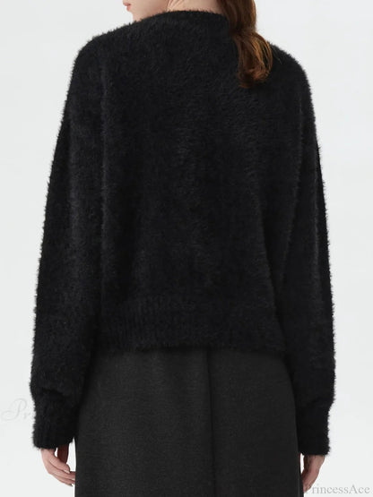 Black White Contrast Dalmatian Embroidered Sweater