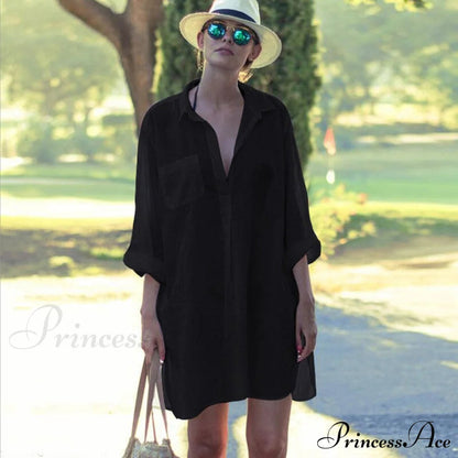 Blouse - Long Cotton Arm Kimono Woman's Coastal Blouse White Cover Up