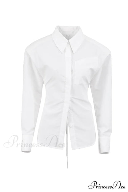 Blouse White Arm Shoulder Long Backless With Up Lace Pads