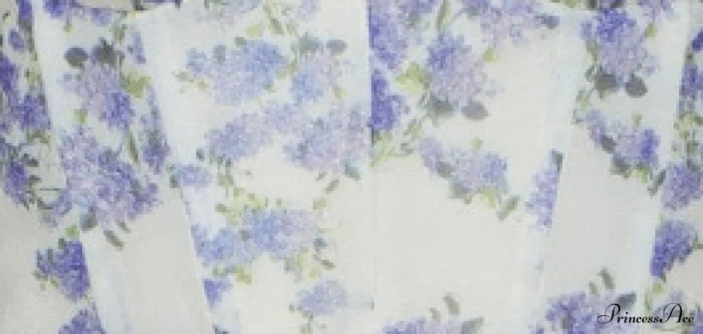 Blue Hydrangea Tender Charming Tie-strap Maxi Dress