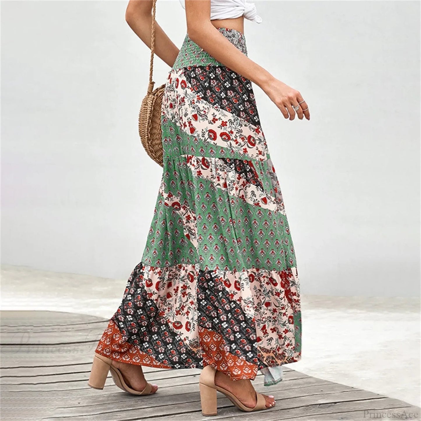 Elastic Waist Print Skirt