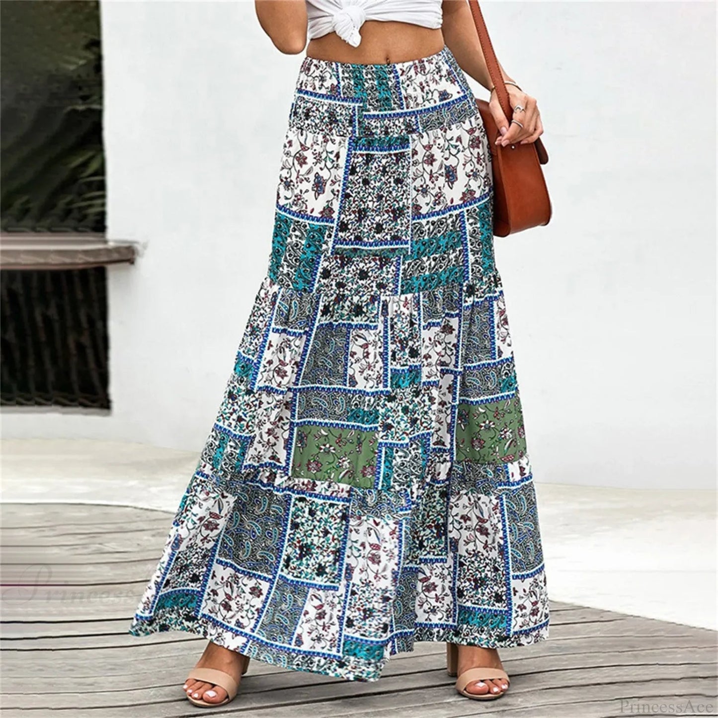 Elastic Waist Print Skirt