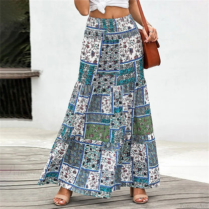 Elastic Waist Print Skirt