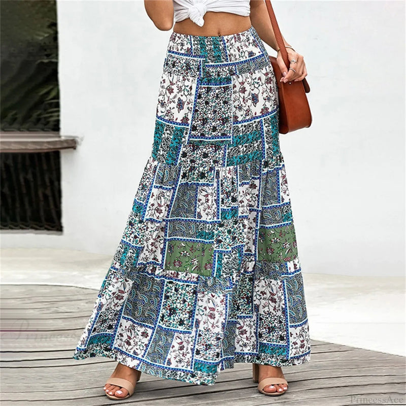 Elastic Waist Print Skirt