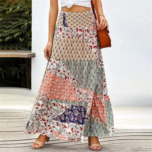 Elastic Waist Print Skirt