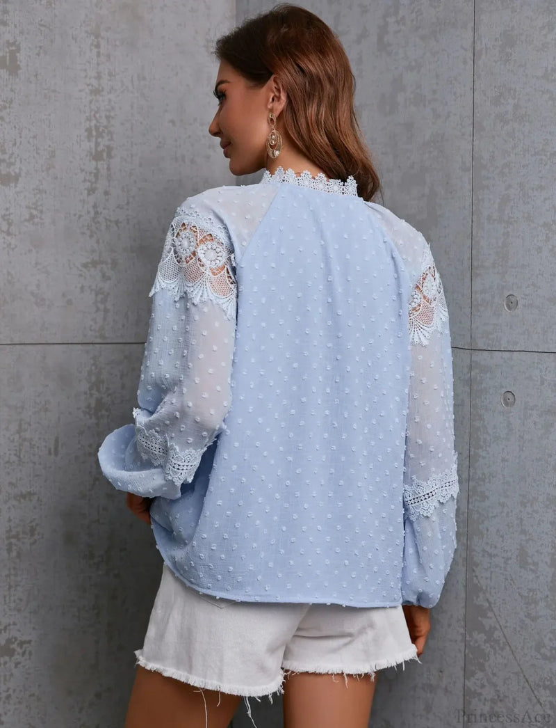 Lace Hollow Out Tassel Oversize Blouse