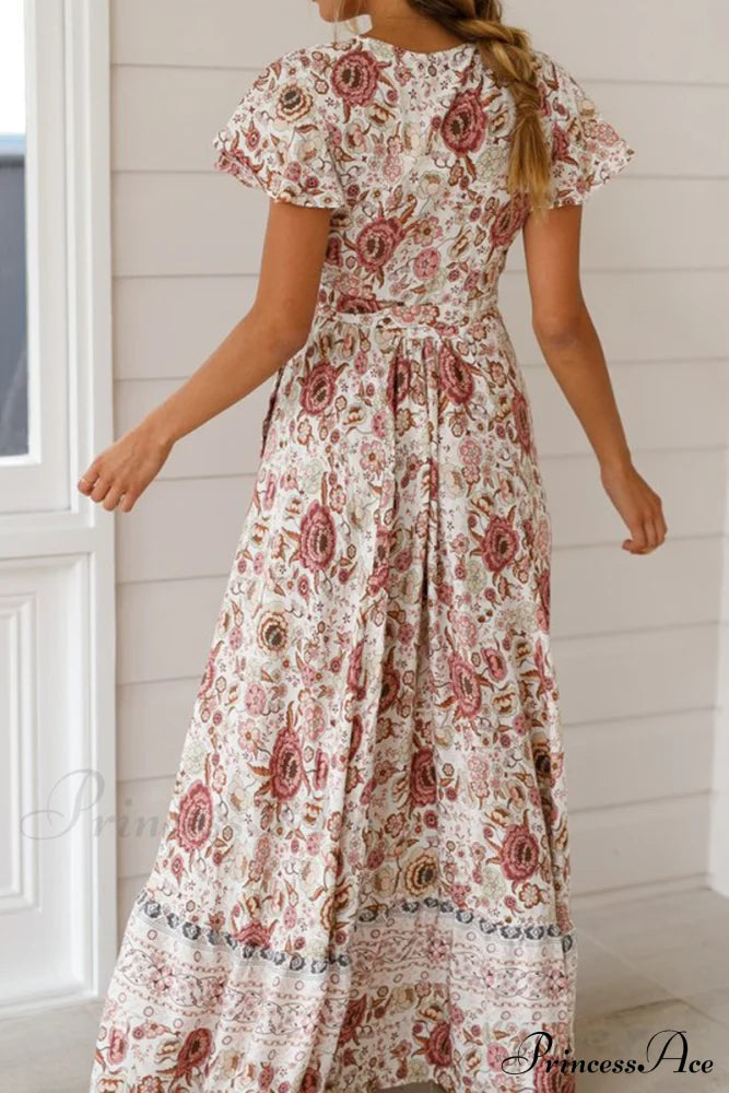 Print Split High Waist Maxi Dress