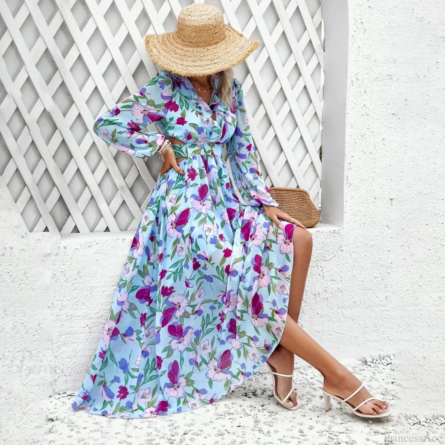 Beach Deep V Neck Maxi Dress