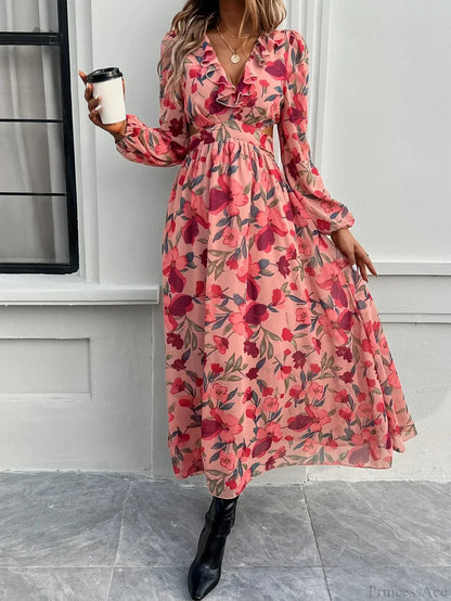 Beach Deep V Neck Maxi Dress