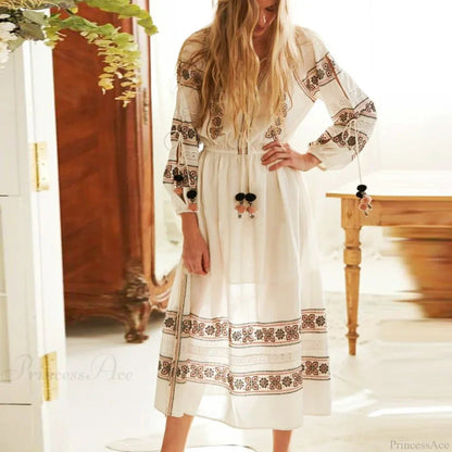 Blue/white Cotton Rayon Maxi Dress