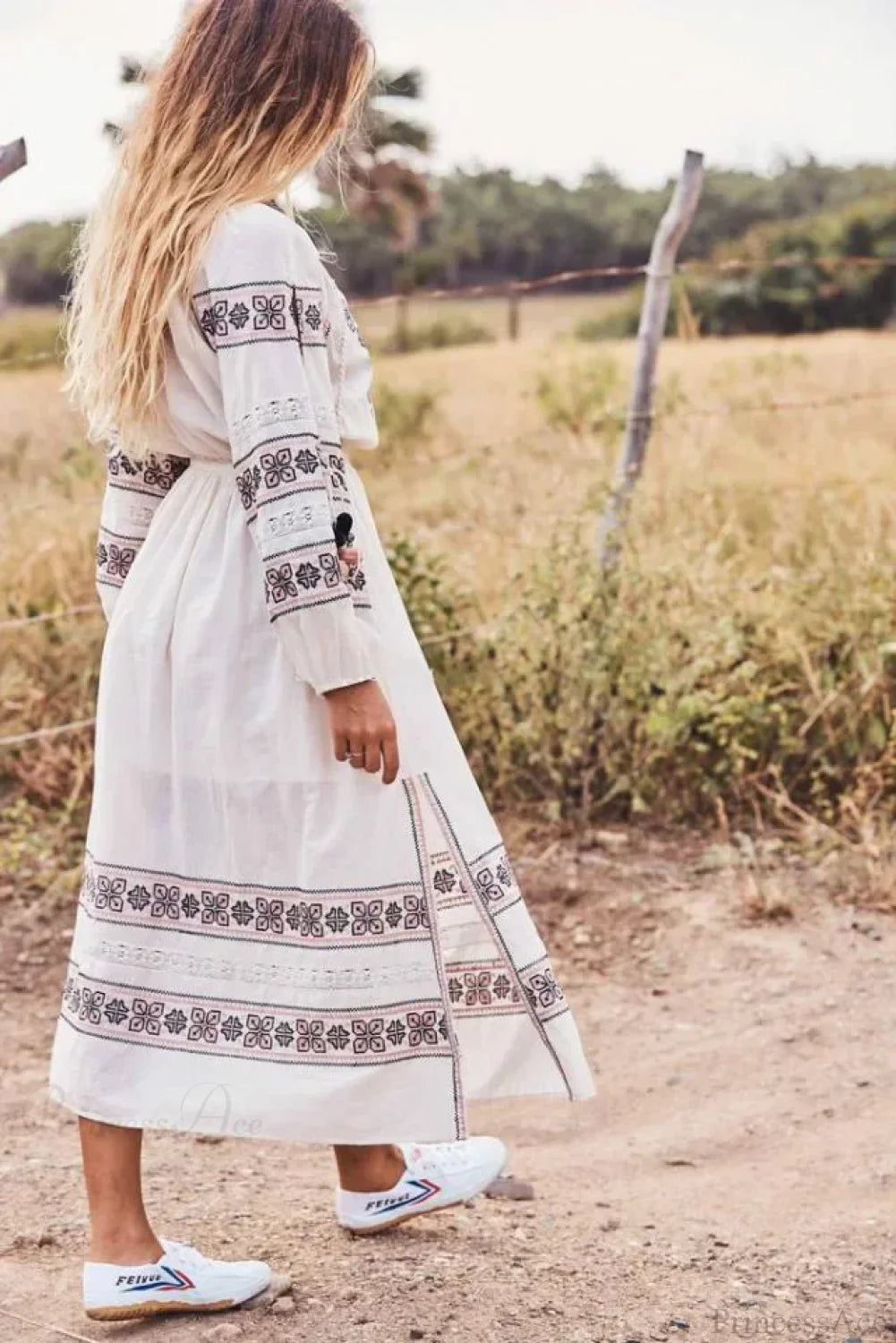 Blue/white Cotton Rayon Maxi Dress