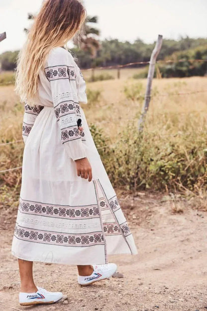 Blue/white Cotton Rayon Maxi Dress