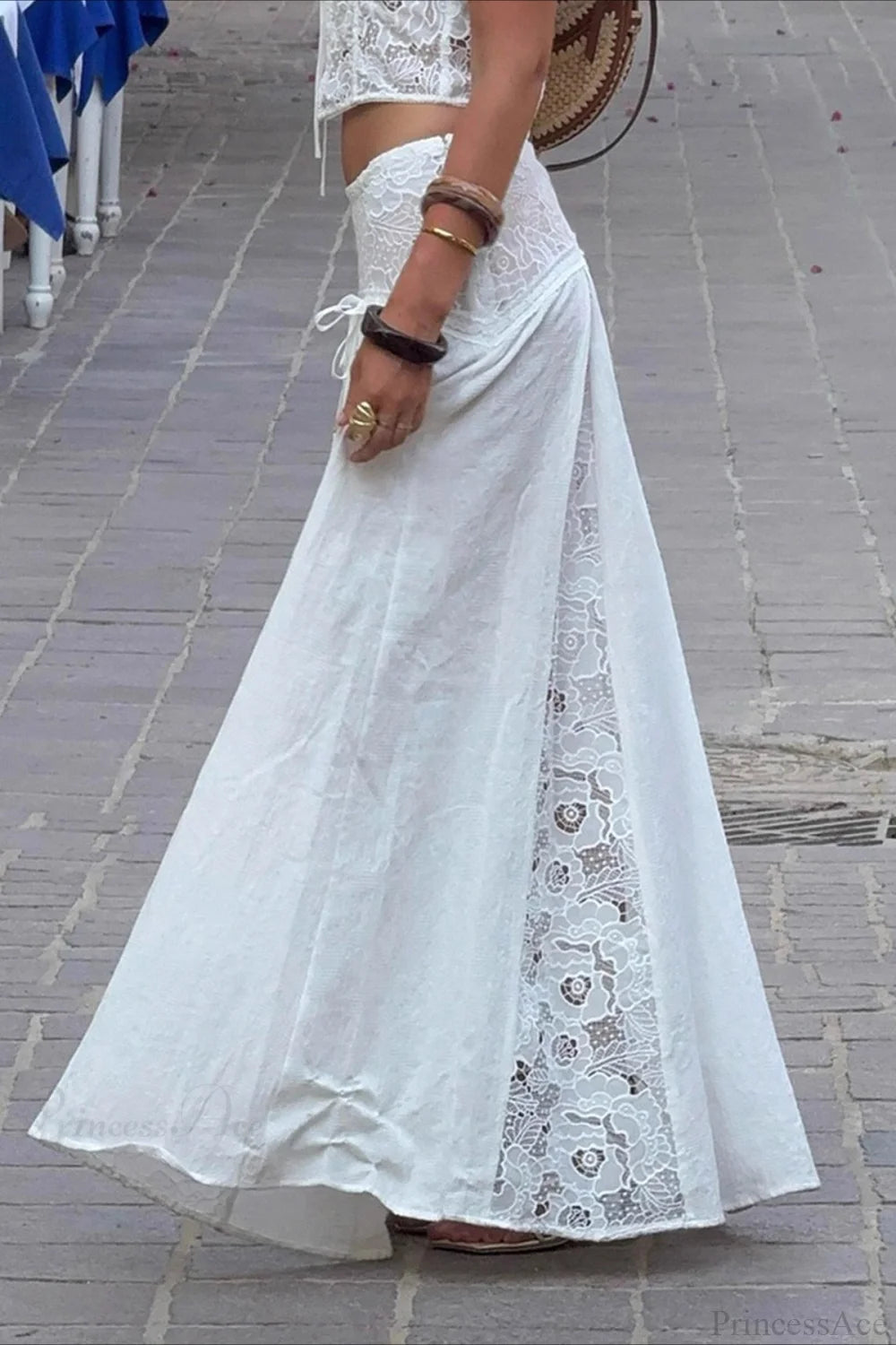 Lace Patchwork Maxi Skirt