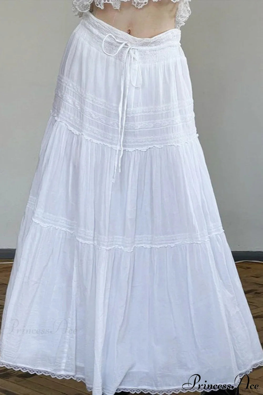Pleated Drawstring Maxi Skirt