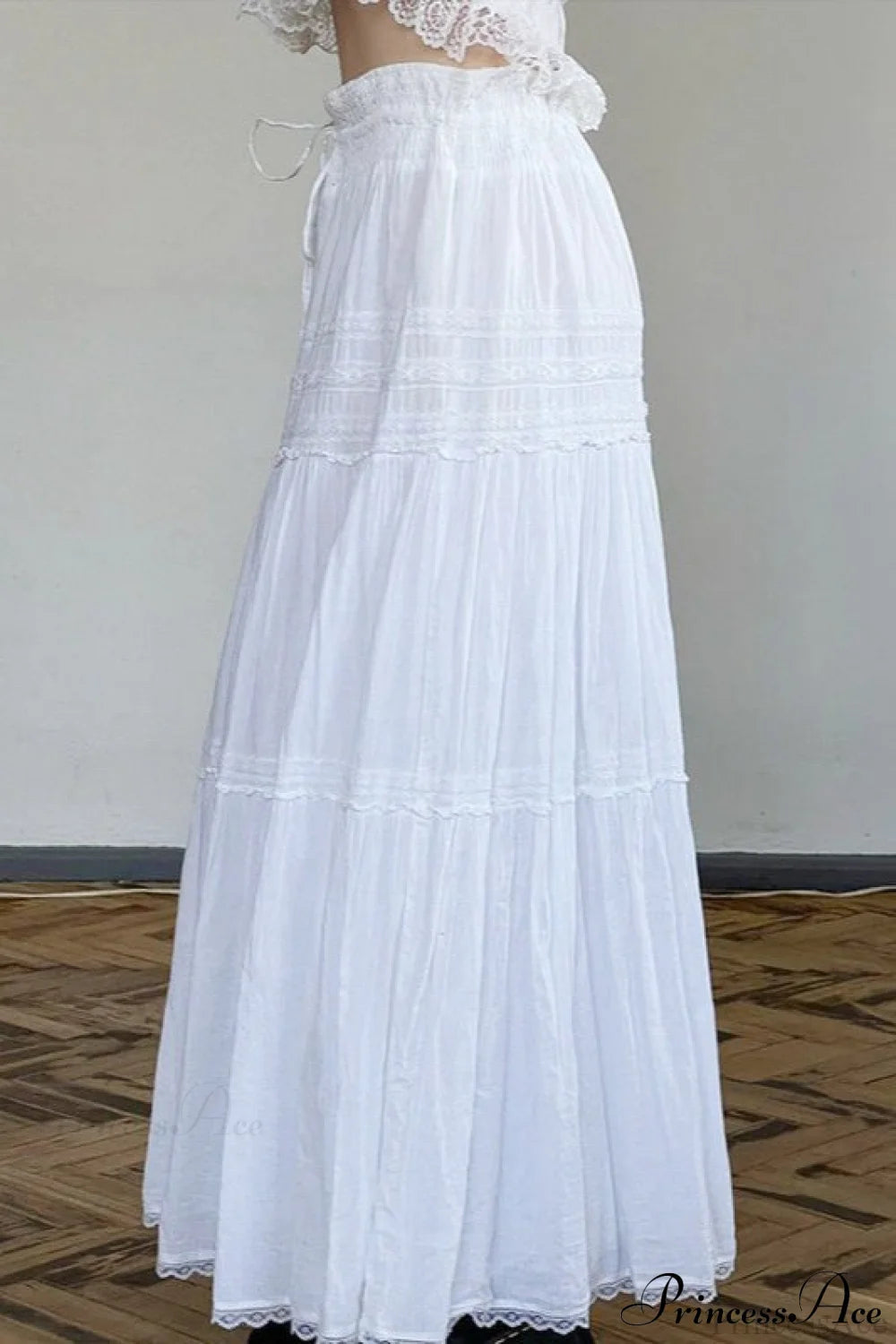 Pleated Drawstring Maxi Skirt