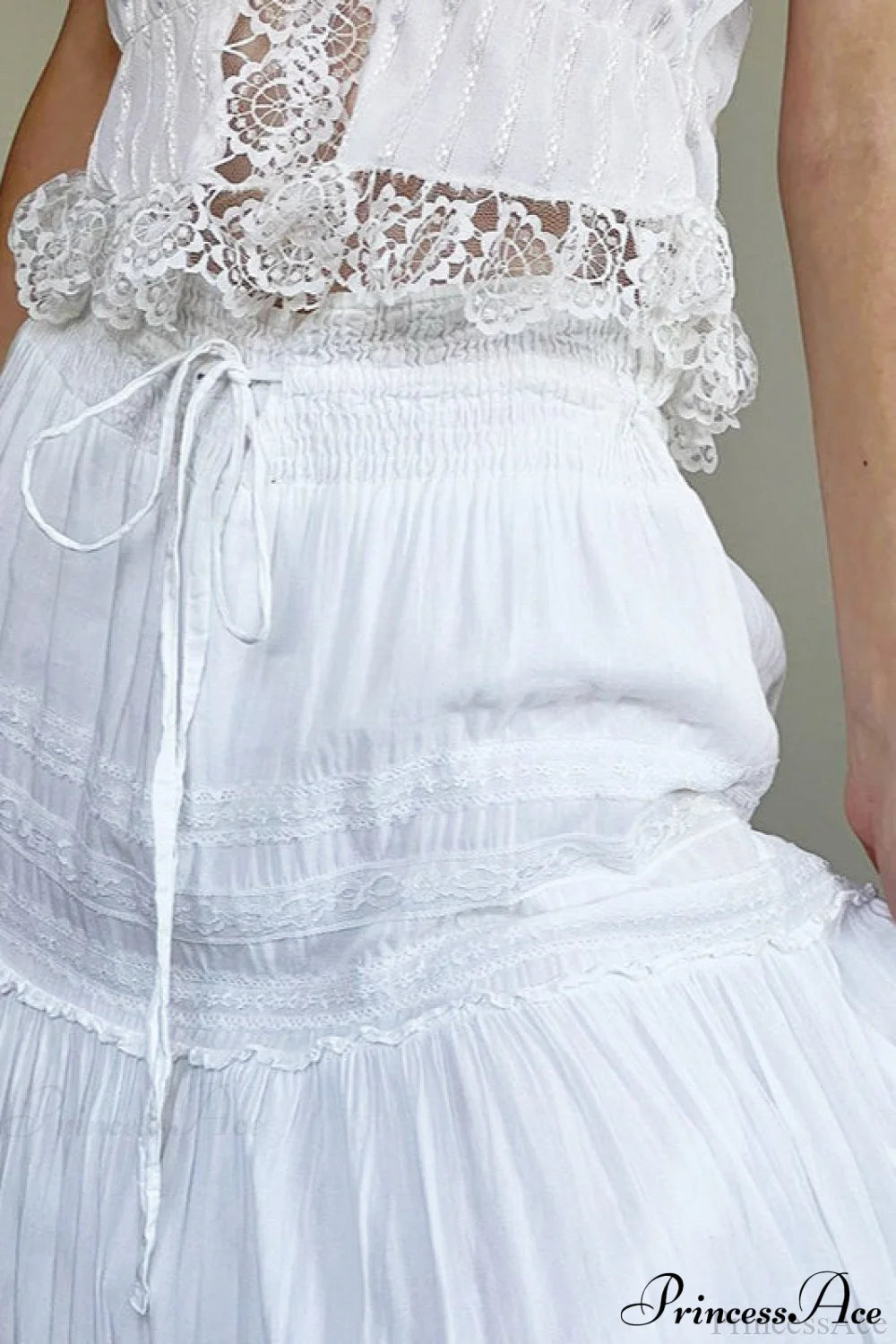 Pleated Drawstring Maxi Skirt