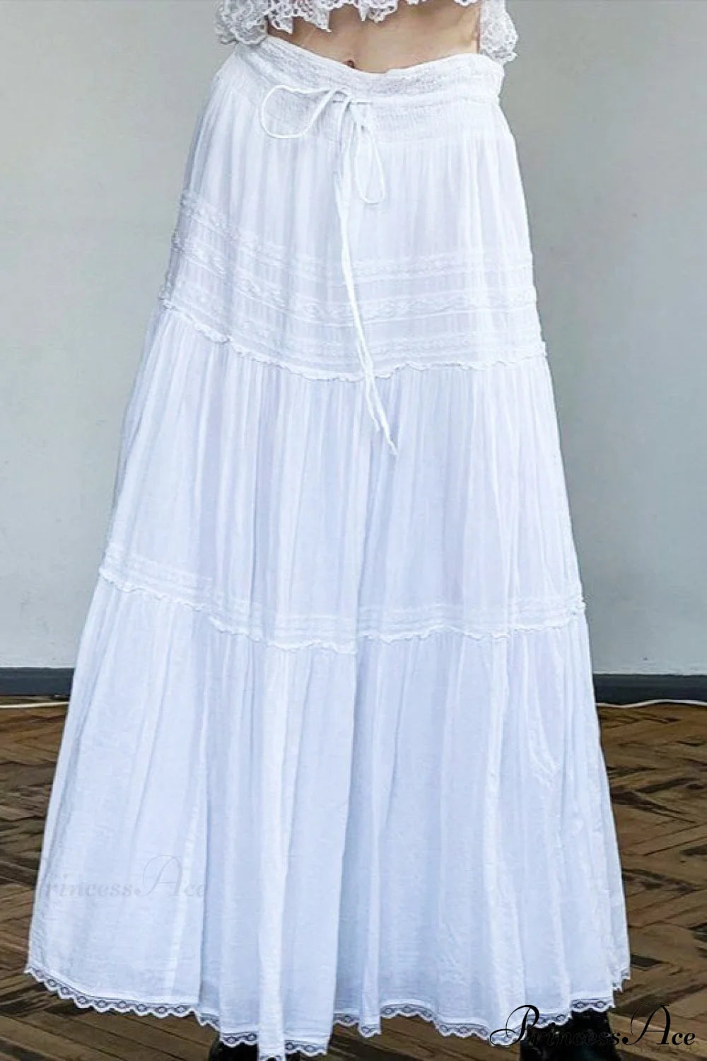 Pleated Drawstring Maxi Skirt
