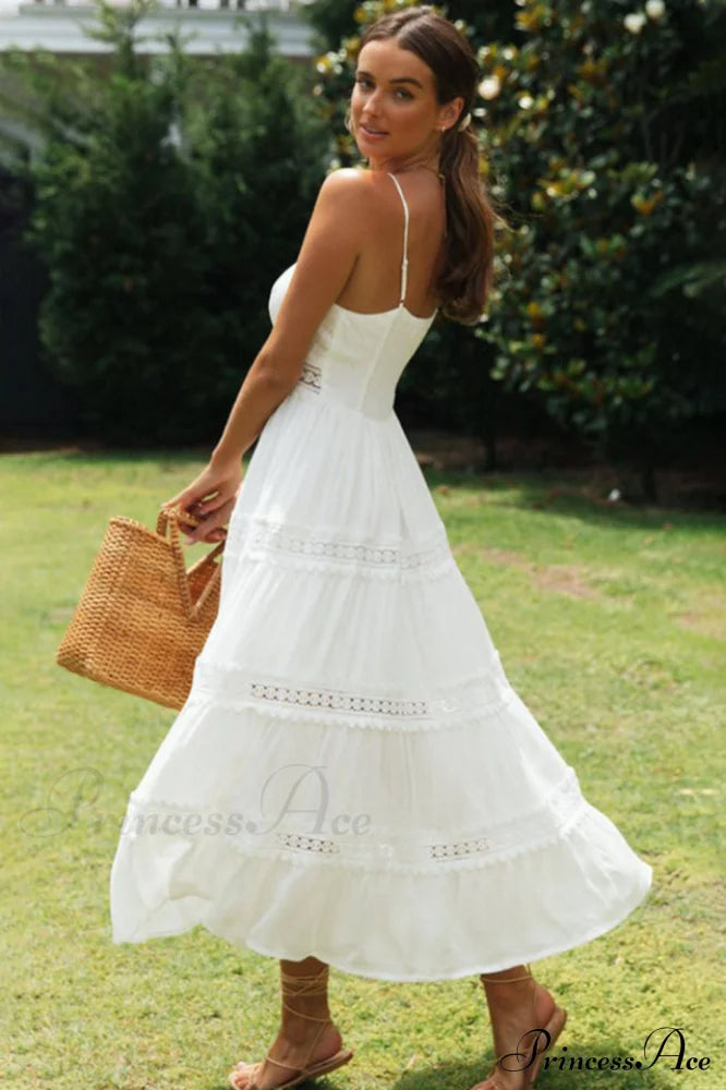 Sling Lace Charming Panel Maxi Dress