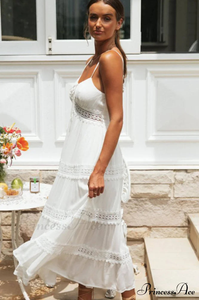 Sling Lace Charming Panel Maxi Dress