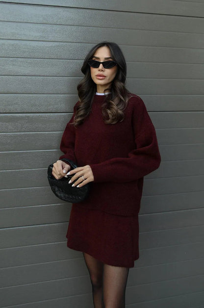 Cozy Knit Skirt Suit