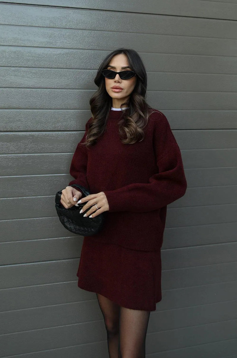 Cozy Knit Skirt Suit