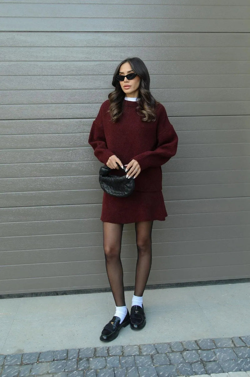 Cozy Knit Skirt Suit