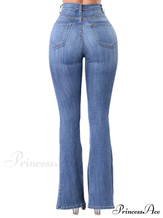 Bottom Denim Waist Flare Warm-season Jean Push Bell Lady for Trousers High Pants Skinny Up Jeans Spring