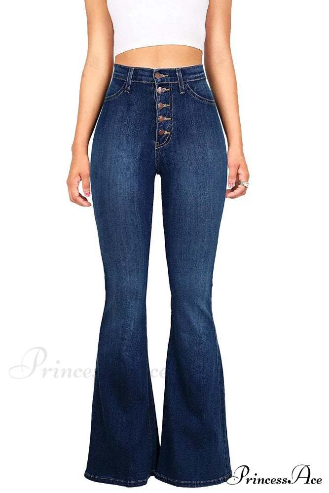 Bottom Denim Waist Flare Warm-season Jean Push Bell Lady for Trousers High Pants Skinny Up Jeans Spring