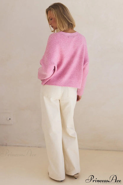Bow Jacquard Crew-neck Loose Sweater