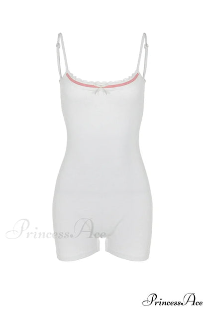 Bow-tie Backless Bodycon Cami Rompers With Lacework