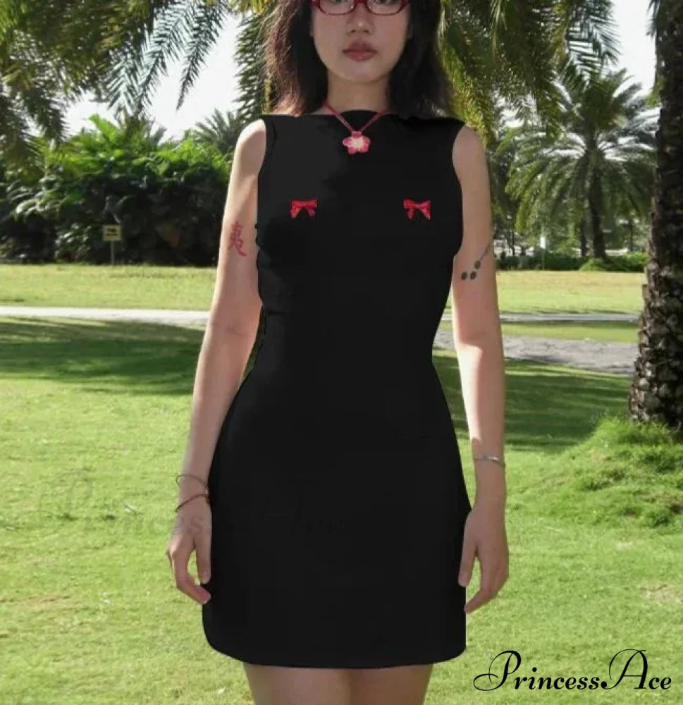 Bows Open Back Charming Sleeveless Mini Dress