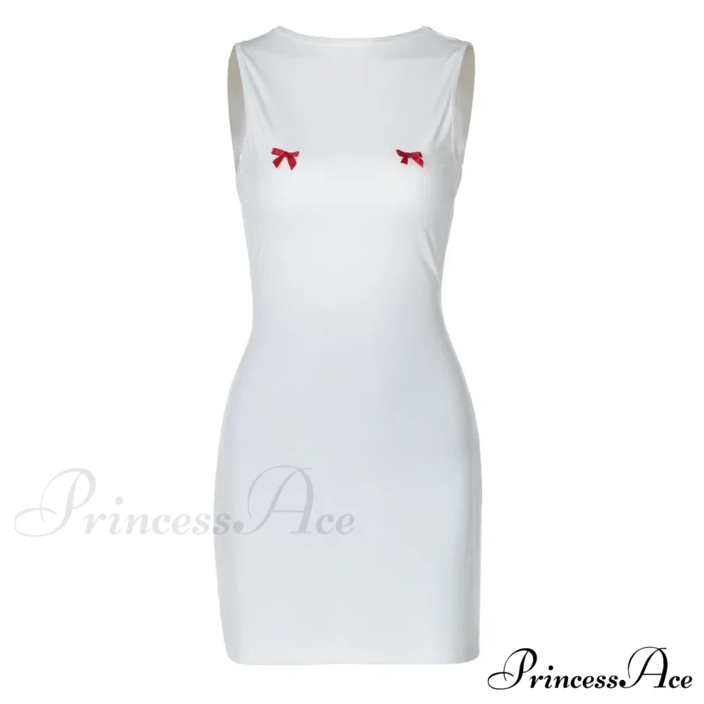 Bows Open Back Charming Sleeveless Mini Dress