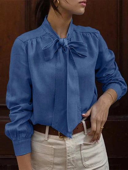 Bowtie Neck Pleating Blouse Blouse