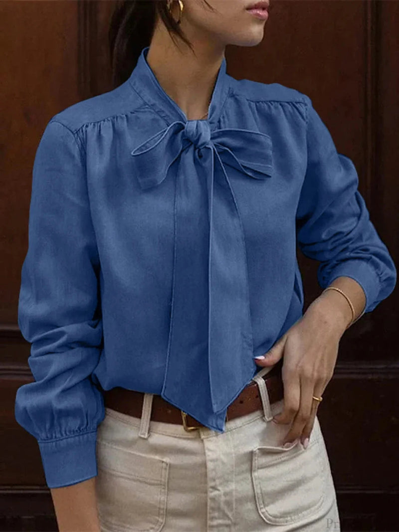 Bowtie Neck Pleating Blouse Blouse