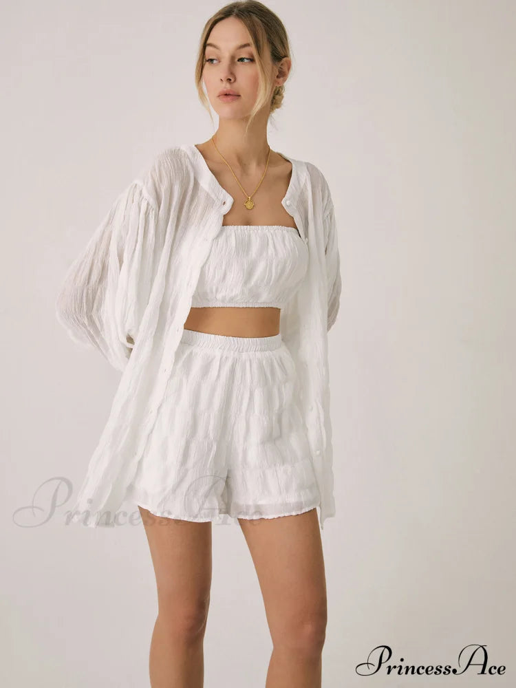 Breathable Three Graceful Piece Shorts Set