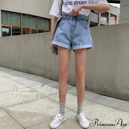 Brief Warm-season Waist Elastic Leg High Jeans Shorts Waist Denim Wide Loose Size Plus Female