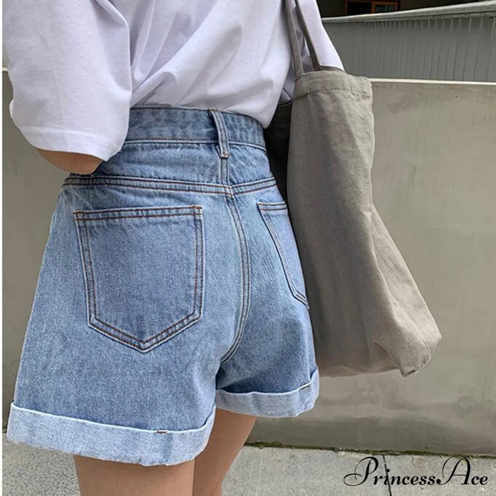 Brief Warm-season Waist Elastic Leg High Jeans Shorts Waist Denim Wide Loose Size Plus Female