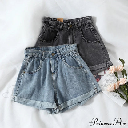 Brief Warm-season Waist Elastic Leg High Jeans Shorts Waist Denim Wide Loose Size Plus Female