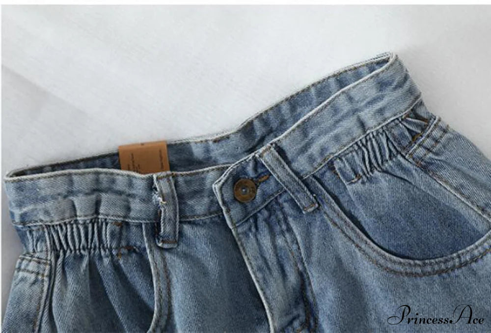 Brief Warm-season Waist Elastic Leg High Jeans Shorts Waist Denim Wide Loose Size Plus Female