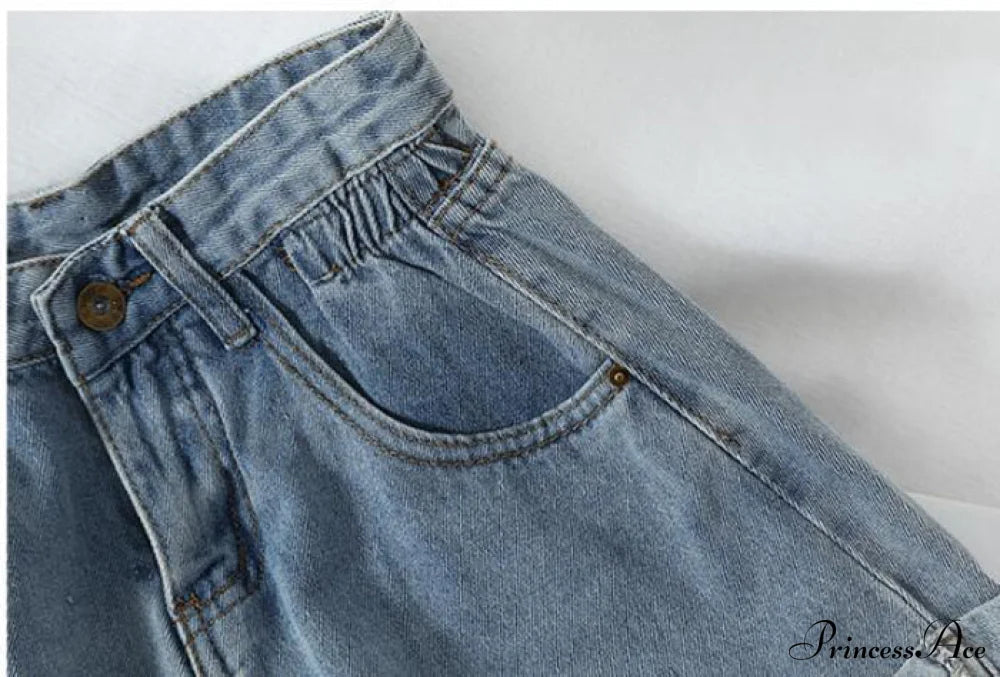 Brief Warm-season Waist Elastic Leg High Jeans Shorts Waist Denim Wide Loose Size Plus Female