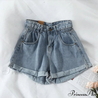 Brief Warm-season Waist Elastic Leg High Jeans Shorts Waist Denim Wide Loose Size Plus Female