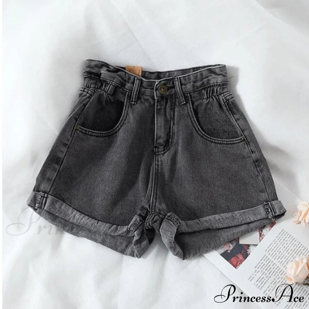 Brief Warm-season Waist Elastic Leg High Jeans Shorts Waist Denim Wide Loose Size Plus Female