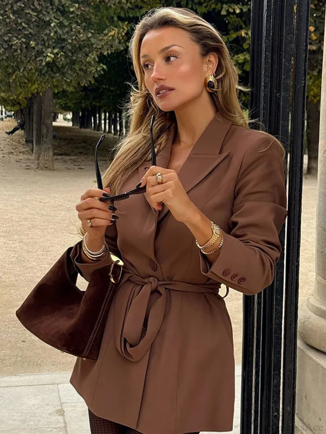 Brown Single Breasted Suit Coat