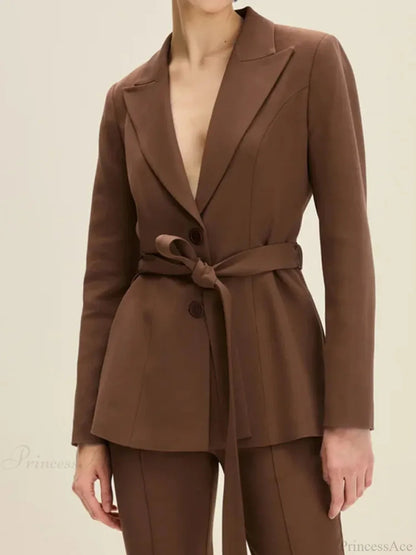 Brown Single Breasted Suit Coat