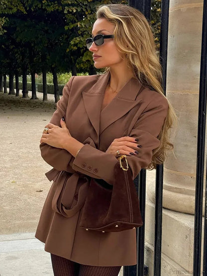 Brown Single Breasted Suit Coat