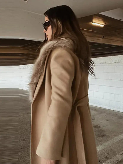 Brown Fluffy Faux Fur Overcoat