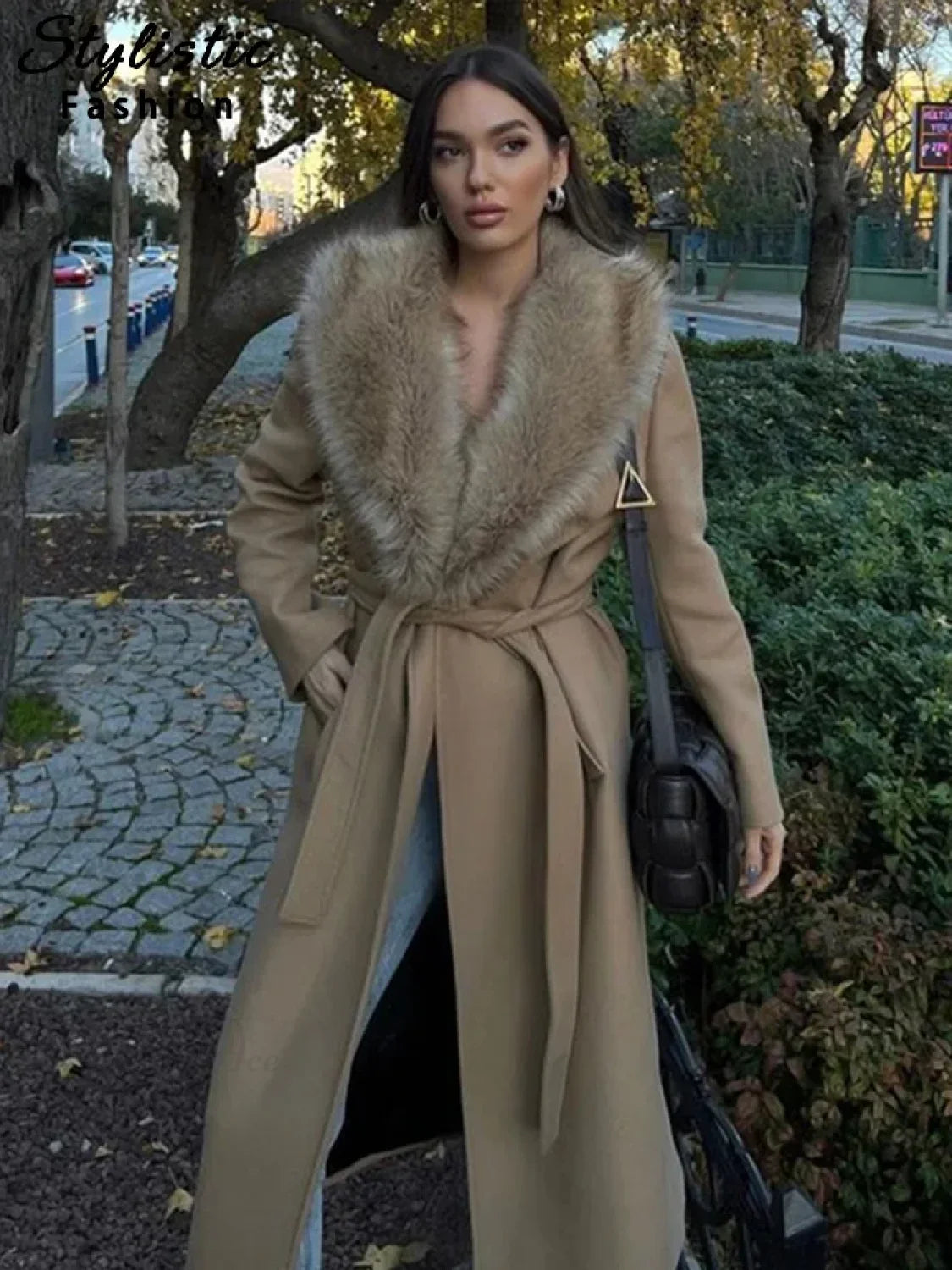 Brown Fluffy Faux Fur Overcoat